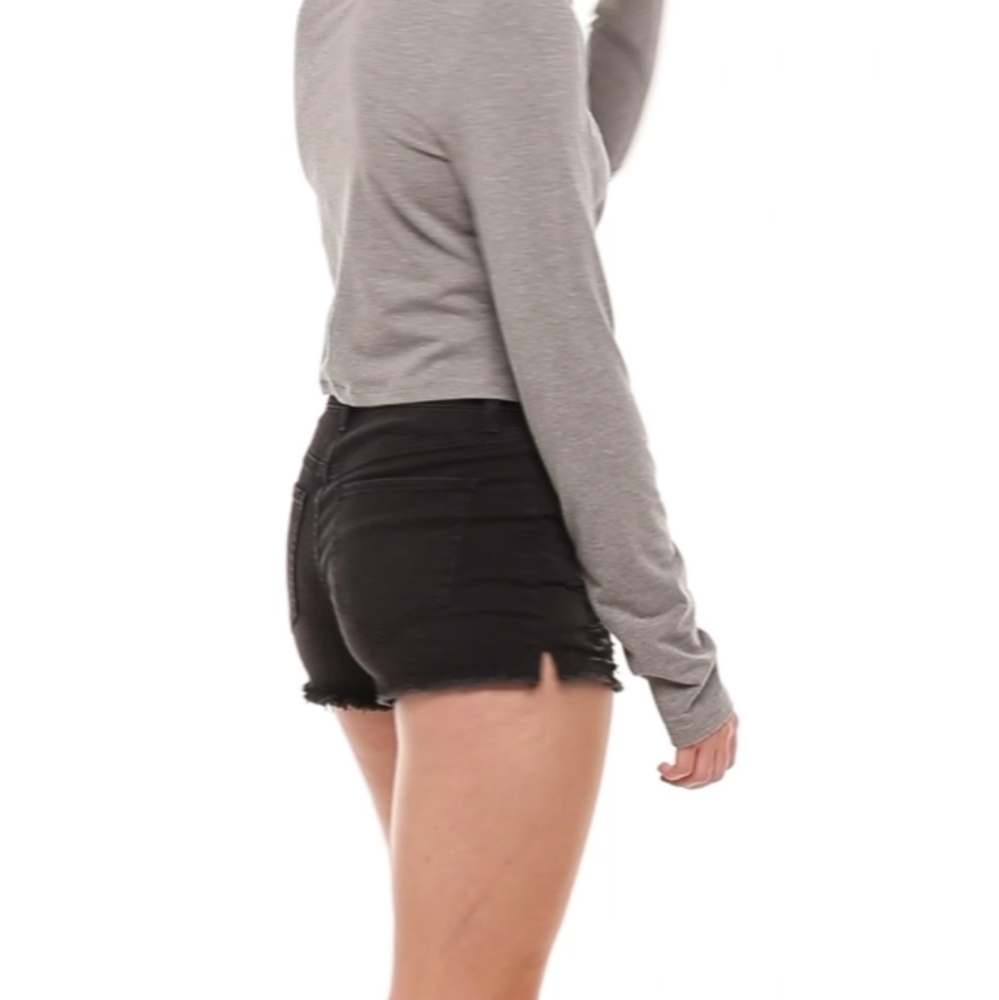 🔖NWT! SO Curvy High Rise Shortie Shorts Black Jean Denim - Picture 14 of 15